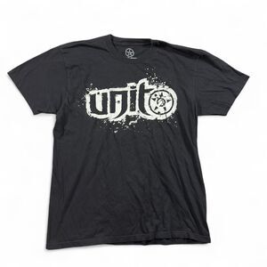 Unit T-Shirt Men L Black Cotton Moto Y2K Grunge Streetwear